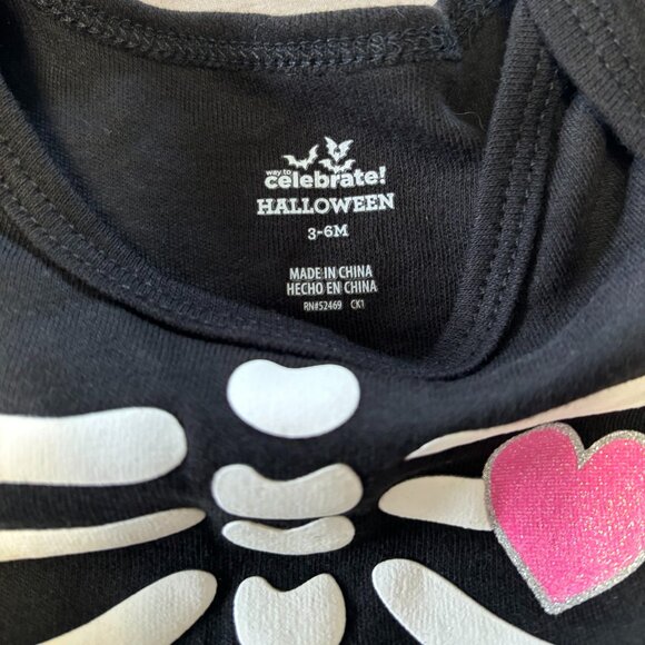NWT Celebrations Girl's Skeleton Onesie and Matching Headband, 3-6 Months - Picture 2 of 3